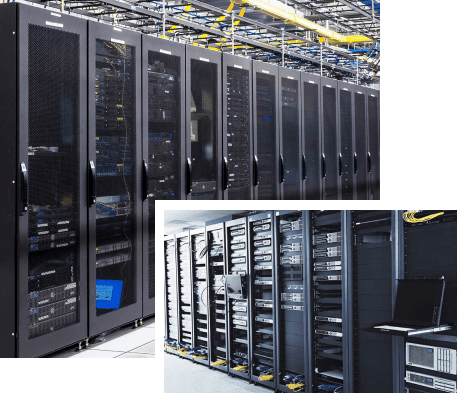 two data center rack images